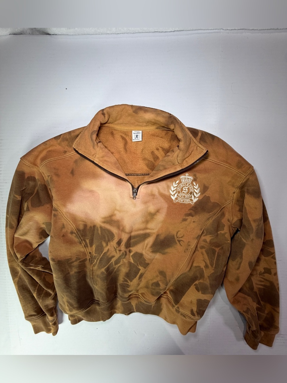 Sporty & Rich Brown Tie-Dye Quarter-Zip Sweatshirt